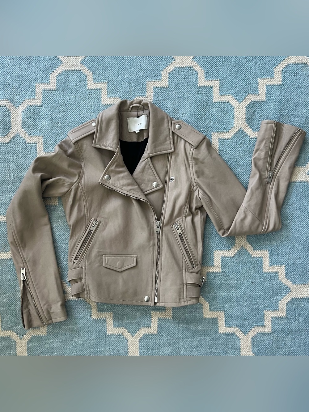IRO Asheville Beige Tan biker jacket 36 US4
